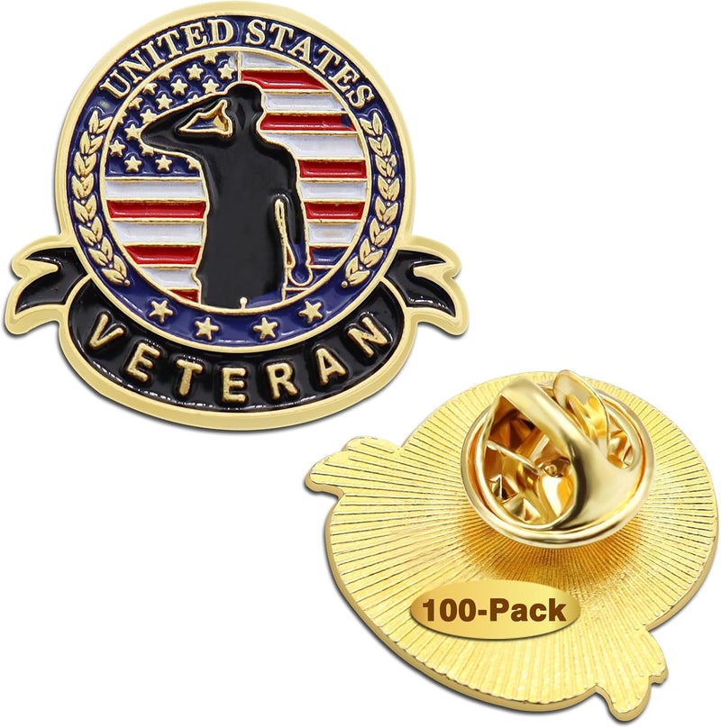 MIDLE Store 10/20/50/100 Pcs US Veteran Pins– Patriotic American Flag Veterans Day Lapel pin Badge Brooch Memorial Day Military Patriotic Decorations Gifts - Image 1